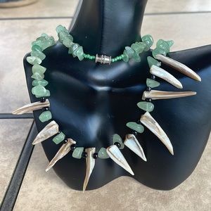 10 inch/25 cm long Chalcedony&Aventurine accented with 10 mother of pearls